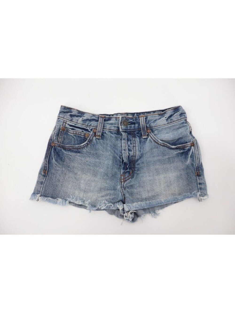 We The Free Hot Pants Jean Shorts Womens Size 24 Blue Denim 100% Cotton Mid Rise